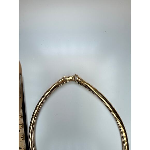 Vintage unsigned enamel & omega chain statement necklace - Picture 4 of 6